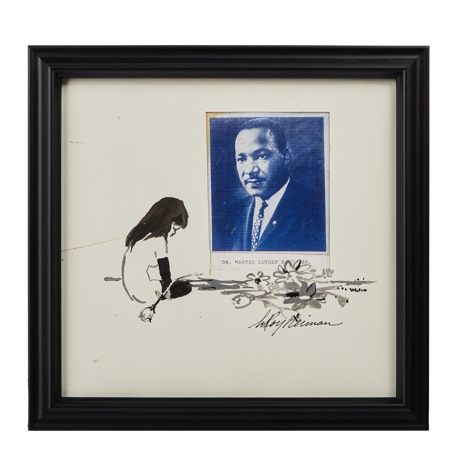 One of Hefner’s LeRoy Neiman pieces featuring Femlin grieving before a photograph of Martin Luther King, Jr.